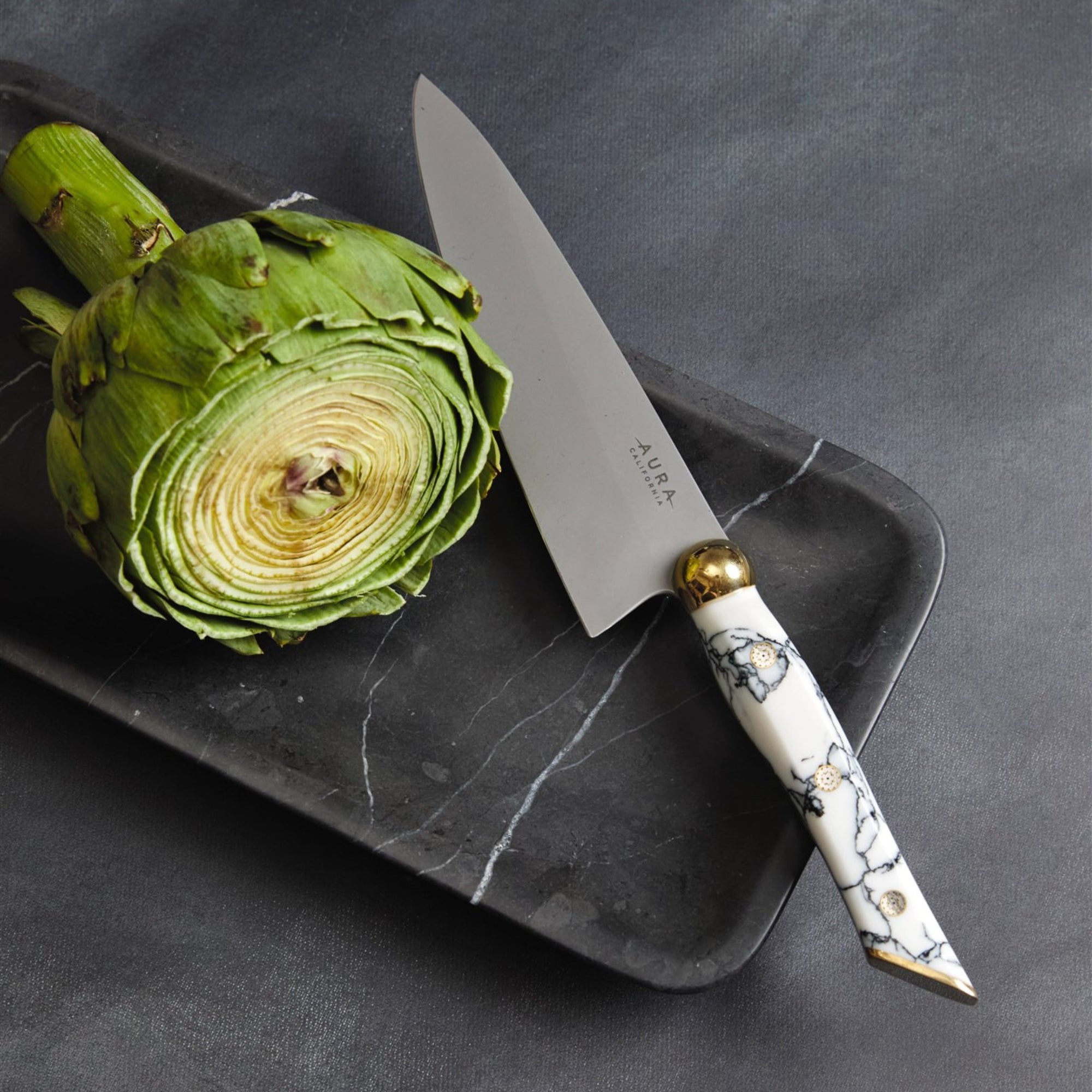 Aura California stone knife with marble