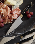 Steak knife set with black stone hilt
