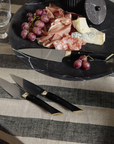 Steak knife set with black stone hilt