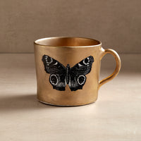 KUHN KERAMIK VERY BIG MATTE GOLD COFFEE CUP- BUTTERFLY