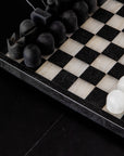 Studio H Collection Adonis Marble and Onyx Chess Set - Black Marble and Ivory Onyx
