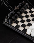 Studio H Collection Adonis Marble and Onyx Chess Set - Black Marble and Ivory Onyx