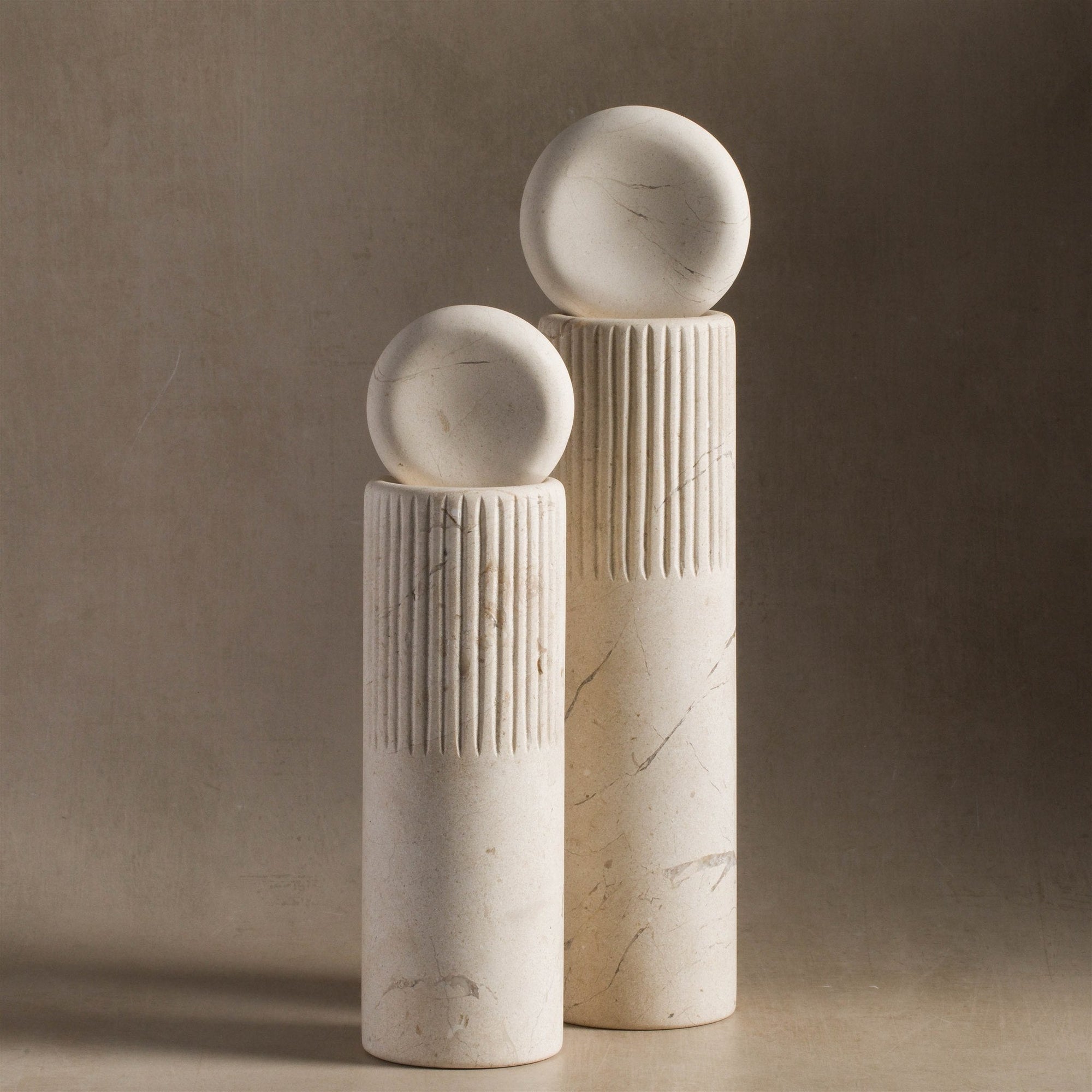 Atlas Totem Sculpture - Small / Cream Limestone