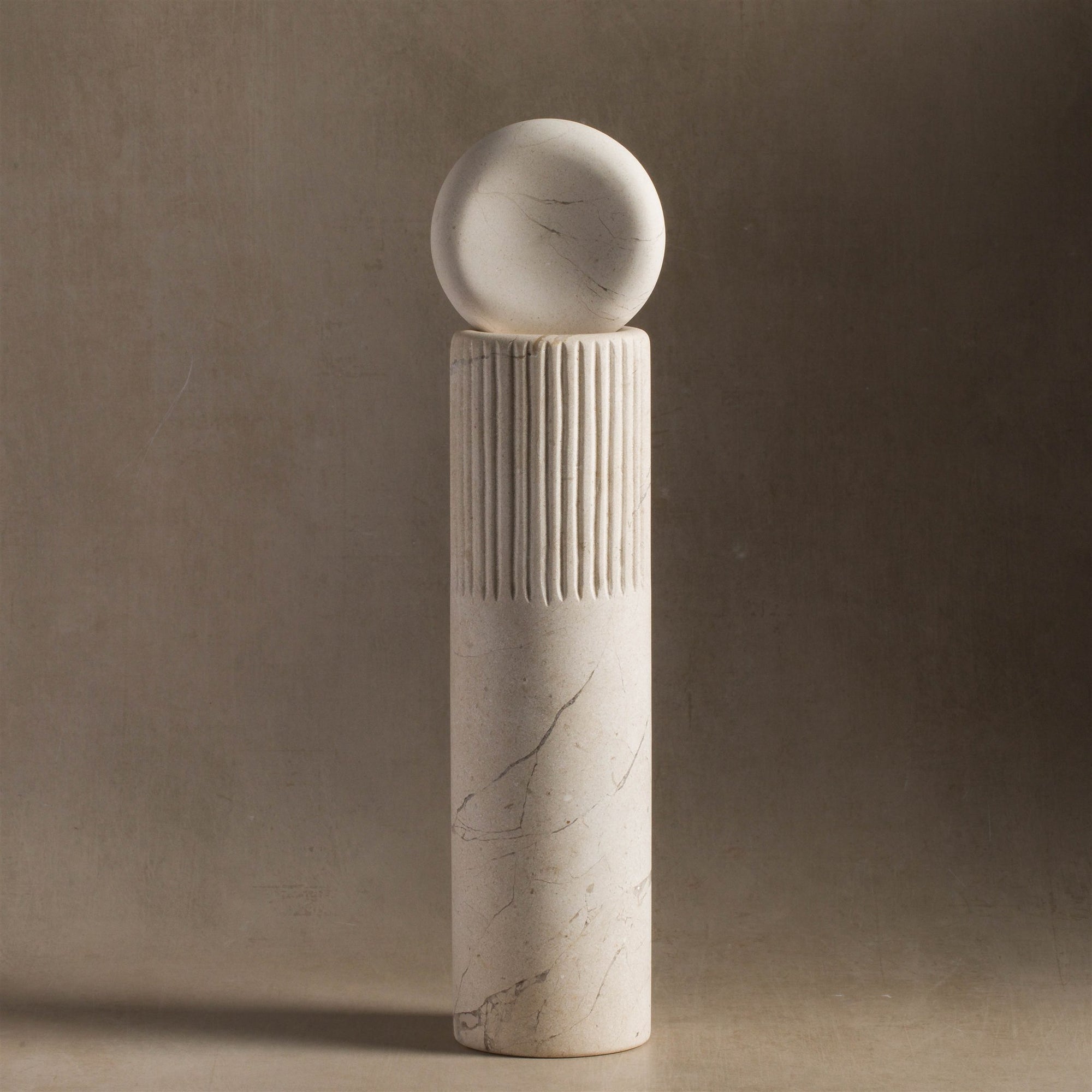 Atlas Totem Sculpture - Large / Cream Limestone