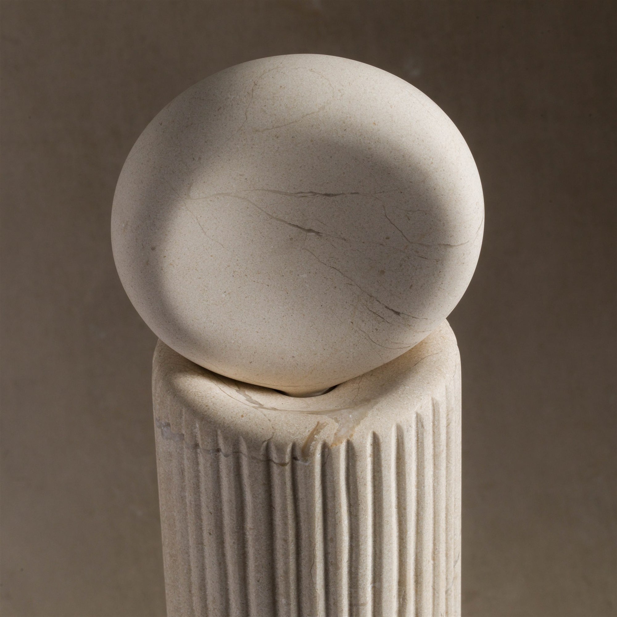 Atlas Totem Sculpture - Large / Cream Limestone