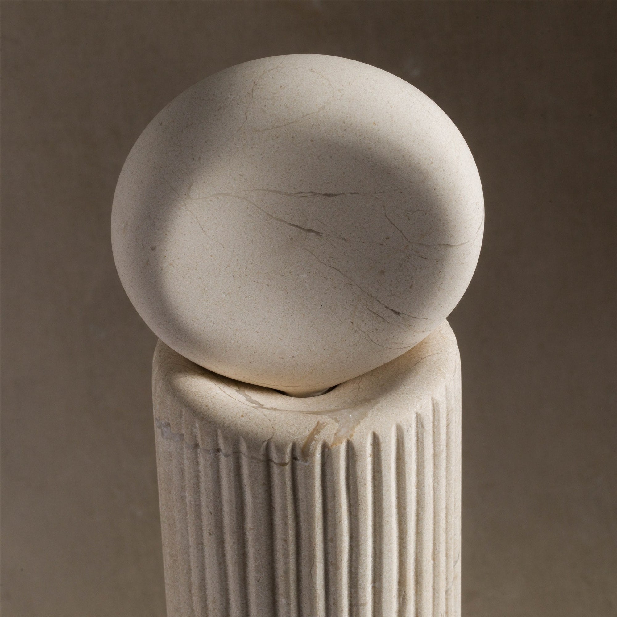 Atlas Totem Sculpture - Small / Cream Limestone