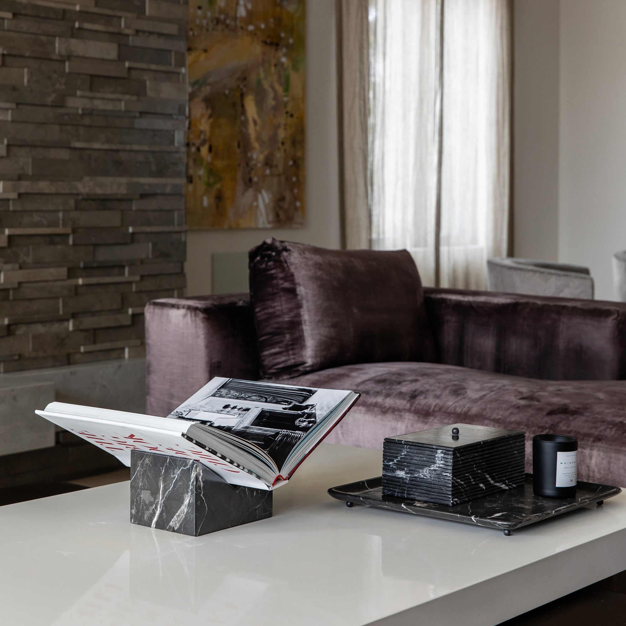Luxury stone bookstand made from black marble