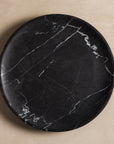 Celeste Round Stone Tray - Black Marble
