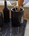 Julius Bottle and Utensil Holder - Black Marble