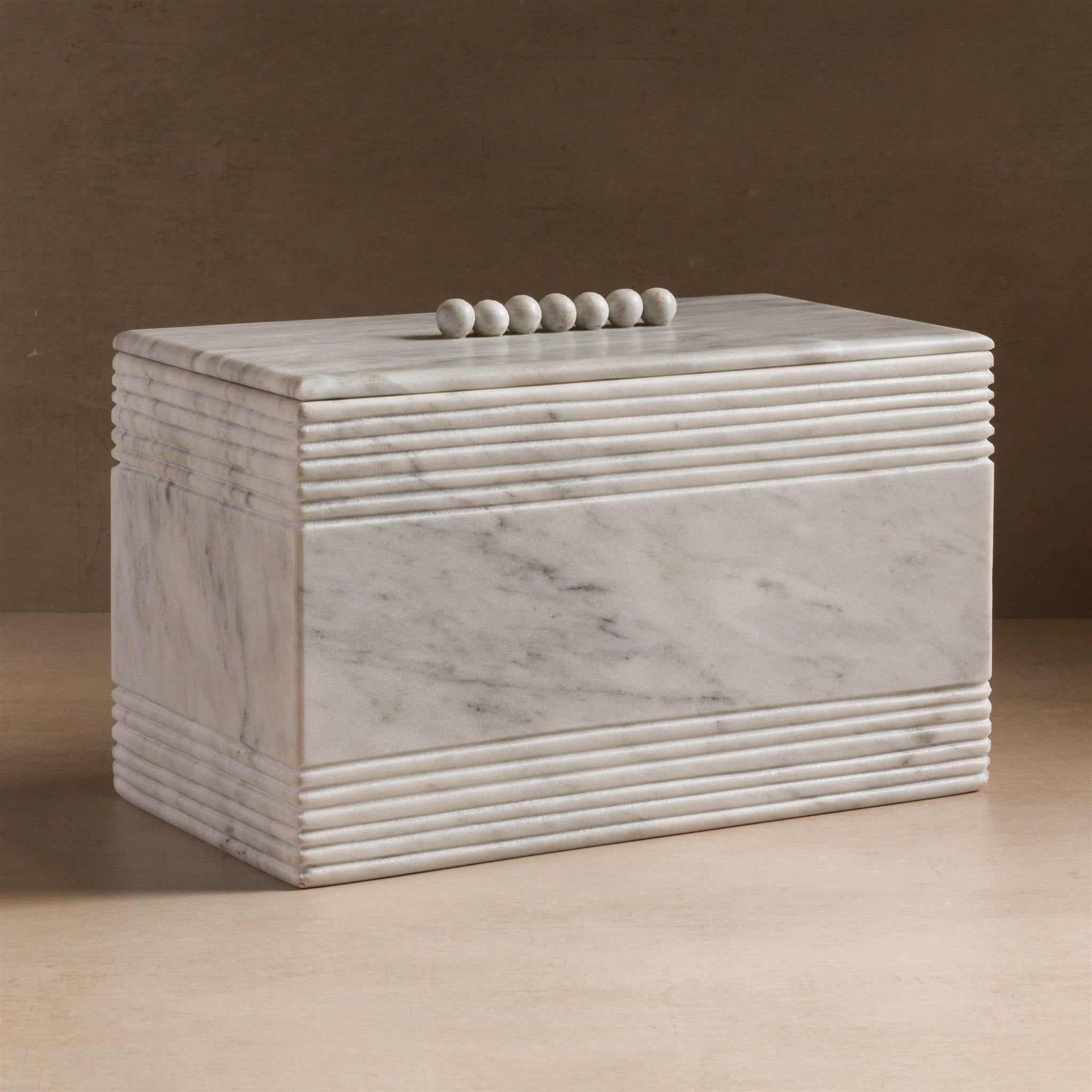 Studio H Collection Jupiter Ribbed Rectangular Stone Box with Lid - Grey  Marble