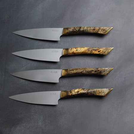 aura california aurochs steak knives with california buckeye hilt