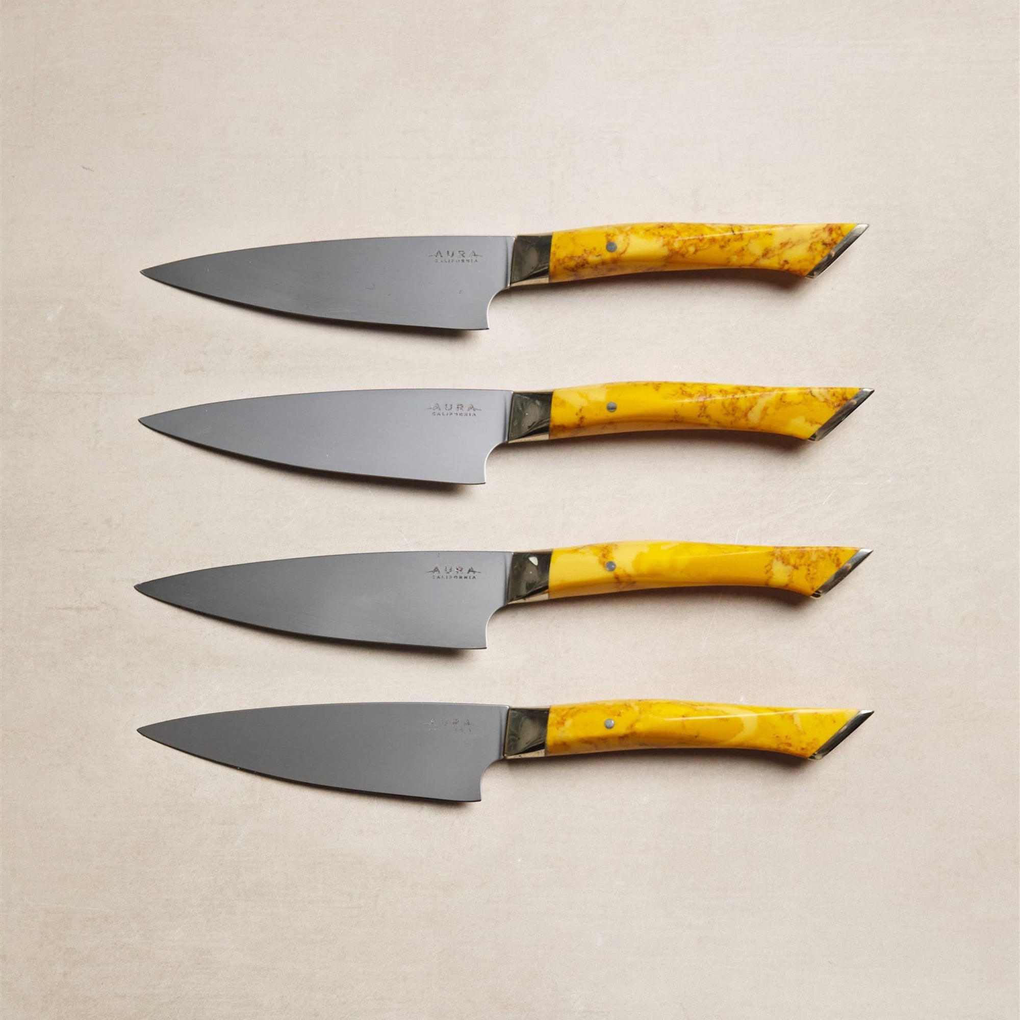 aura california steak knives with citrone quartz hilt
