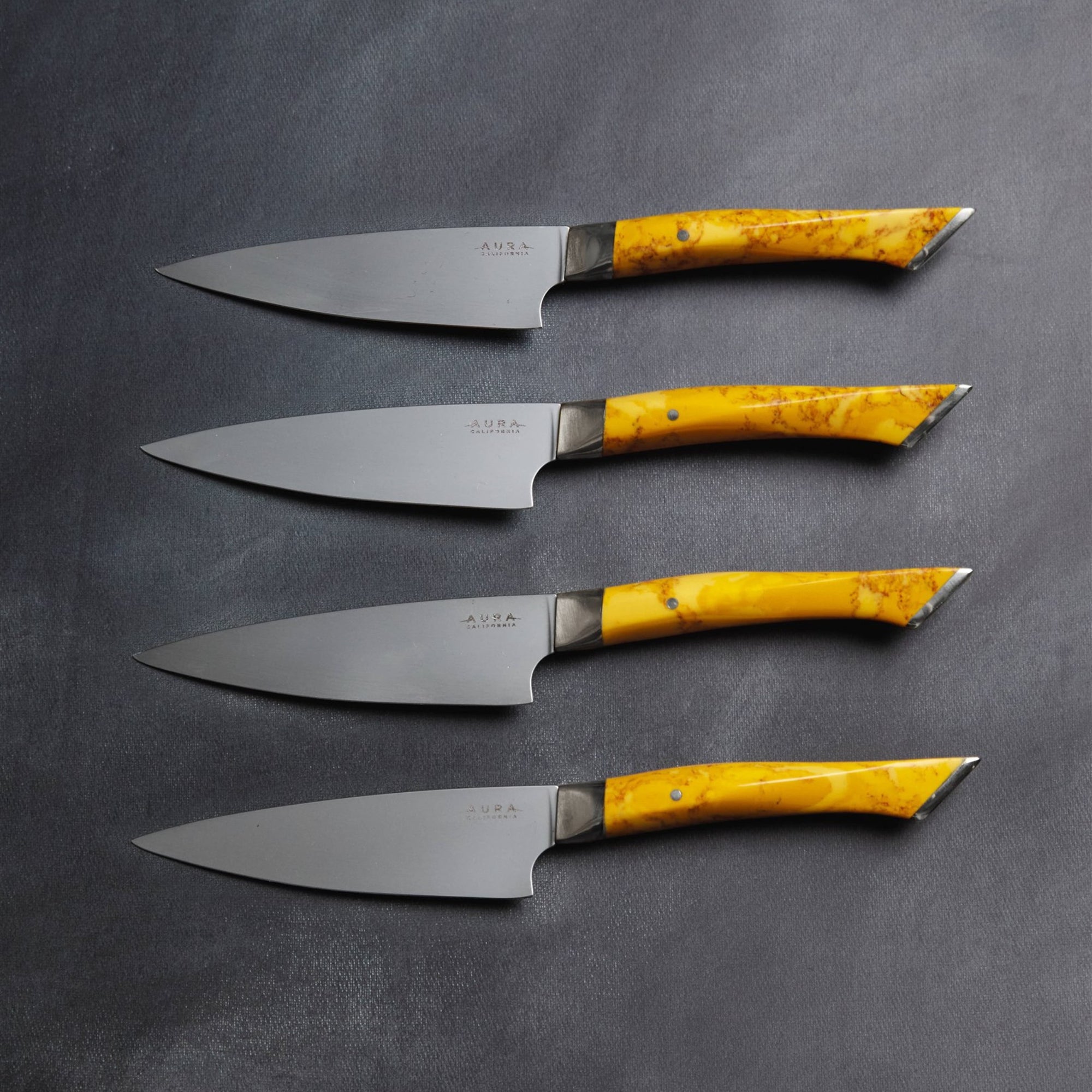 aura california steak knives with citrone quartz hilt