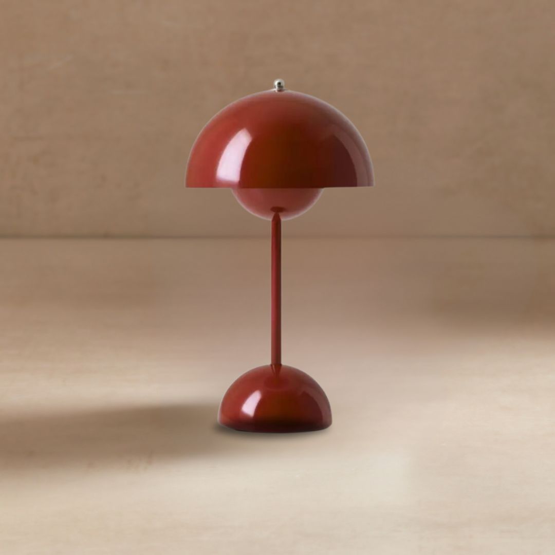 Flowerpot Portable LED Table Lamp in Red Brown