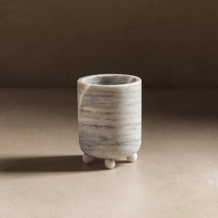 Small vessel made of white marble for home decor