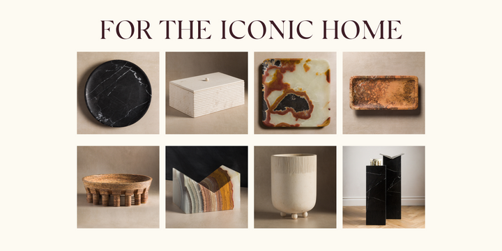 For the iconic home. Home decor accessories made from onyx, marble, limestone and travertine.