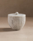 Small container with lid for bathroom or kitchen made from white marble