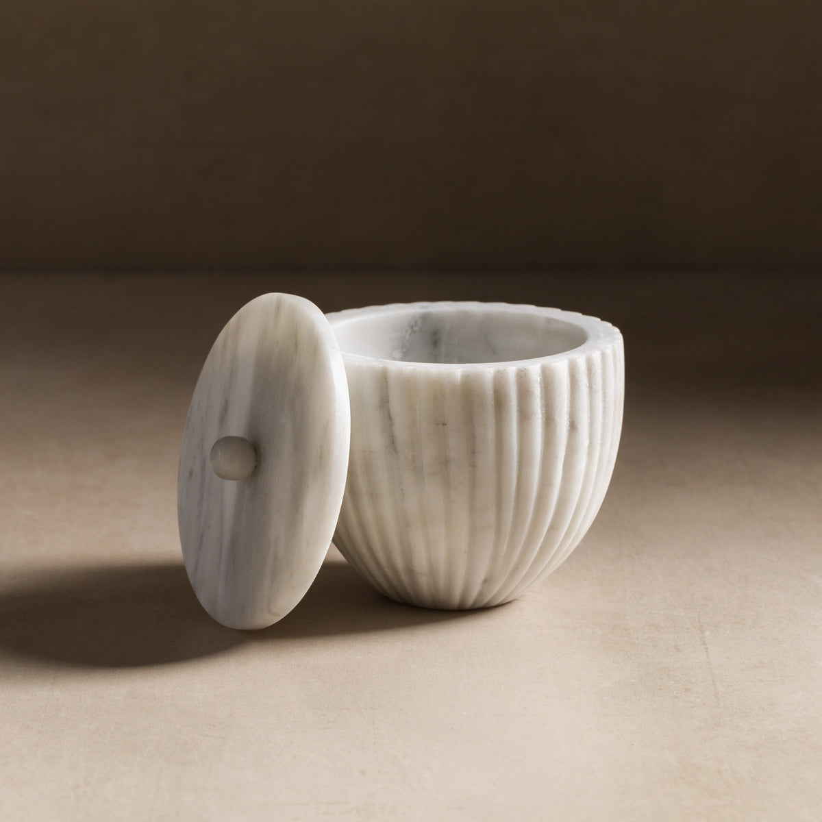 Marble Containers Luna Ribbed Container - White Marble - Studio H Collection