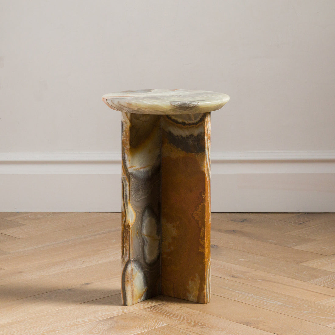 Green onyx stone side table