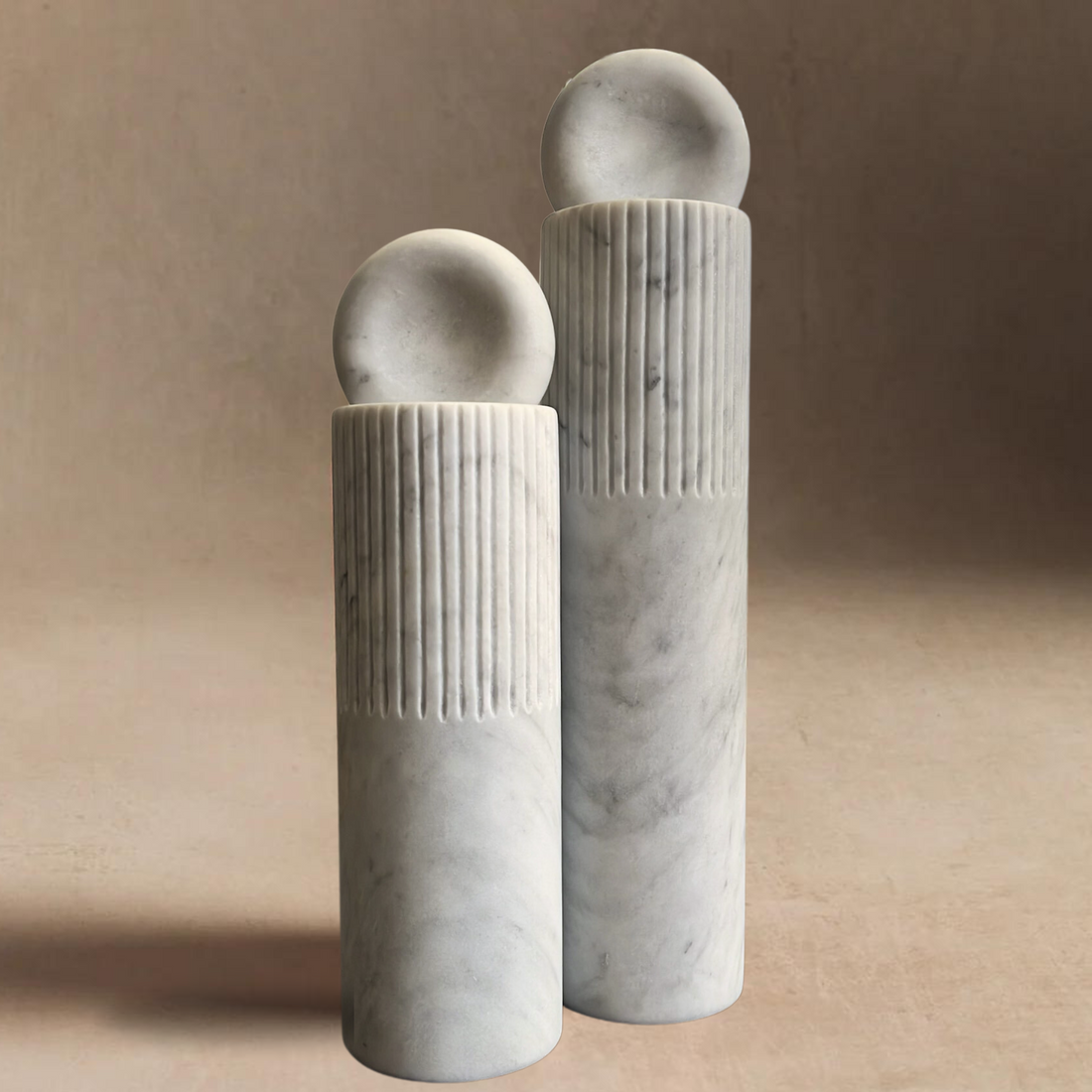 Studio H Collection Atlas Stone Totem Sculpture - Small / White Marble