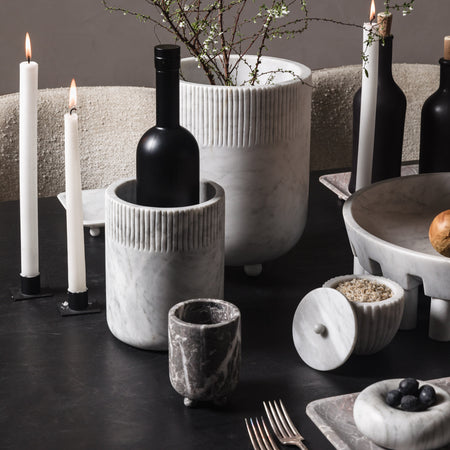 Luxury home decor and vases made from white marble and grey marble