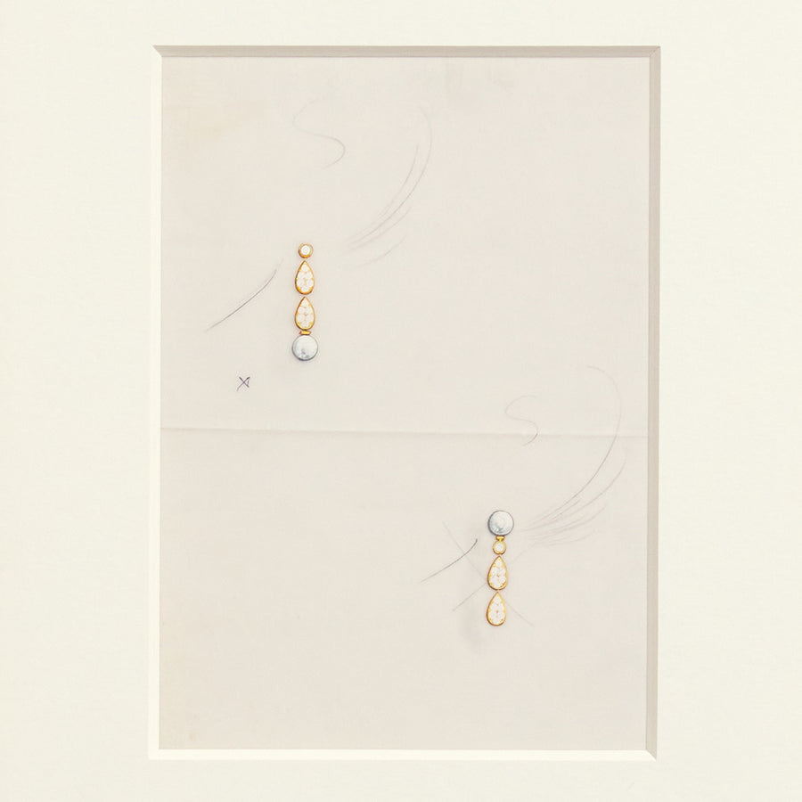 Studio H Collection Art - Parisian Double Gold Droplet Earring Sketch