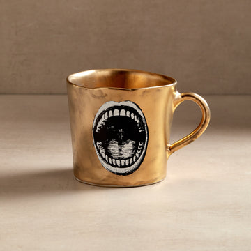 KUHN KERAMIK BIG MATTE GOLD COFFEE CUP- MOUTH