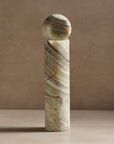 large stone totem sculpture for decor made from green onyx