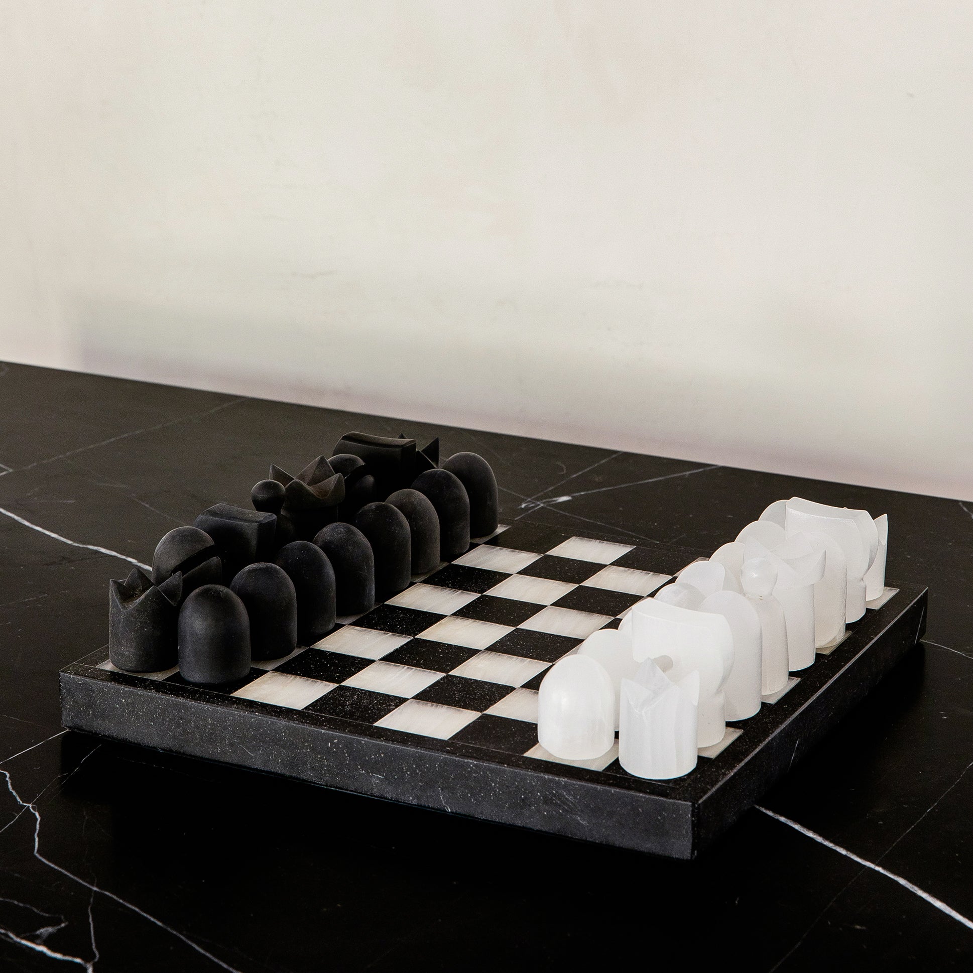 Studio H Collection Adonis Marble and Onyx Chess Set - Black