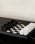 Studio H Collection Adonis Marble and Onyx Chess Set - Black Marble and Ivory Onyx