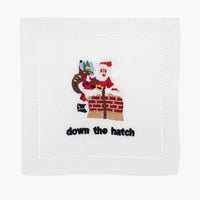 Down the Hatch Embroidered Cocktail Napkin - Set of 4