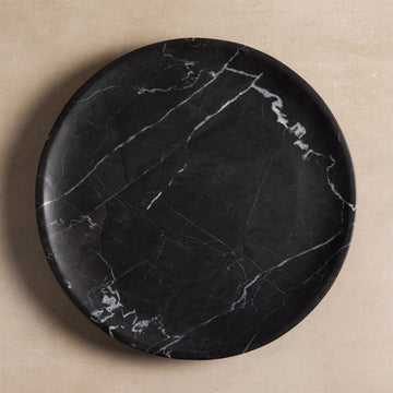 Studio H Collection Celeste Round Stone Tray - Black Marble