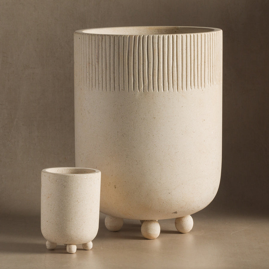Studio H Collection Ceres Stone Vessel - Cream Limestone