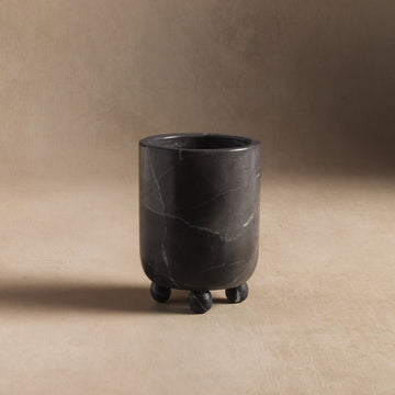 Studio H Collection Flora Footed Stone Vase - Black Marble