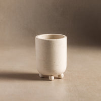Studio H Collection Flora Footed Stone Vase - Cream Limestone