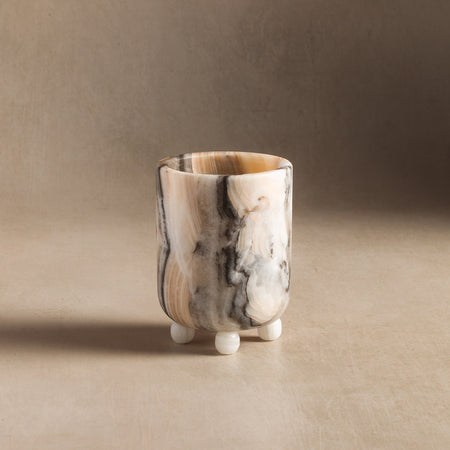 Studio H Collection Flora Footed Stone Vase - Ivory Onyx