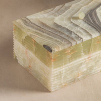 Studio H Collection Jupiter Ribbed Rectangular Stone Box with Lid - Green Onyx