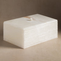 Studio H Collection Jupiter Ribbed Rectangular Stone Box with Lid - Ivory Onyx