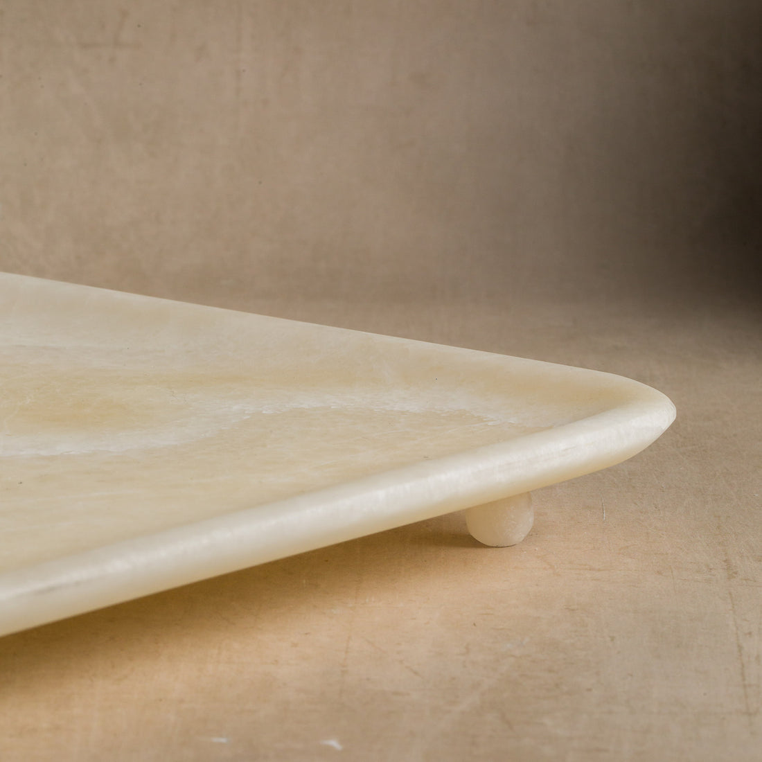 Livia Square Stone Tray - Ivory Onyx