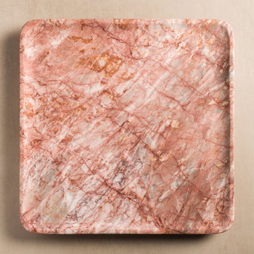 Studio H Collection Livia Square Stone Tray - Rose Marble