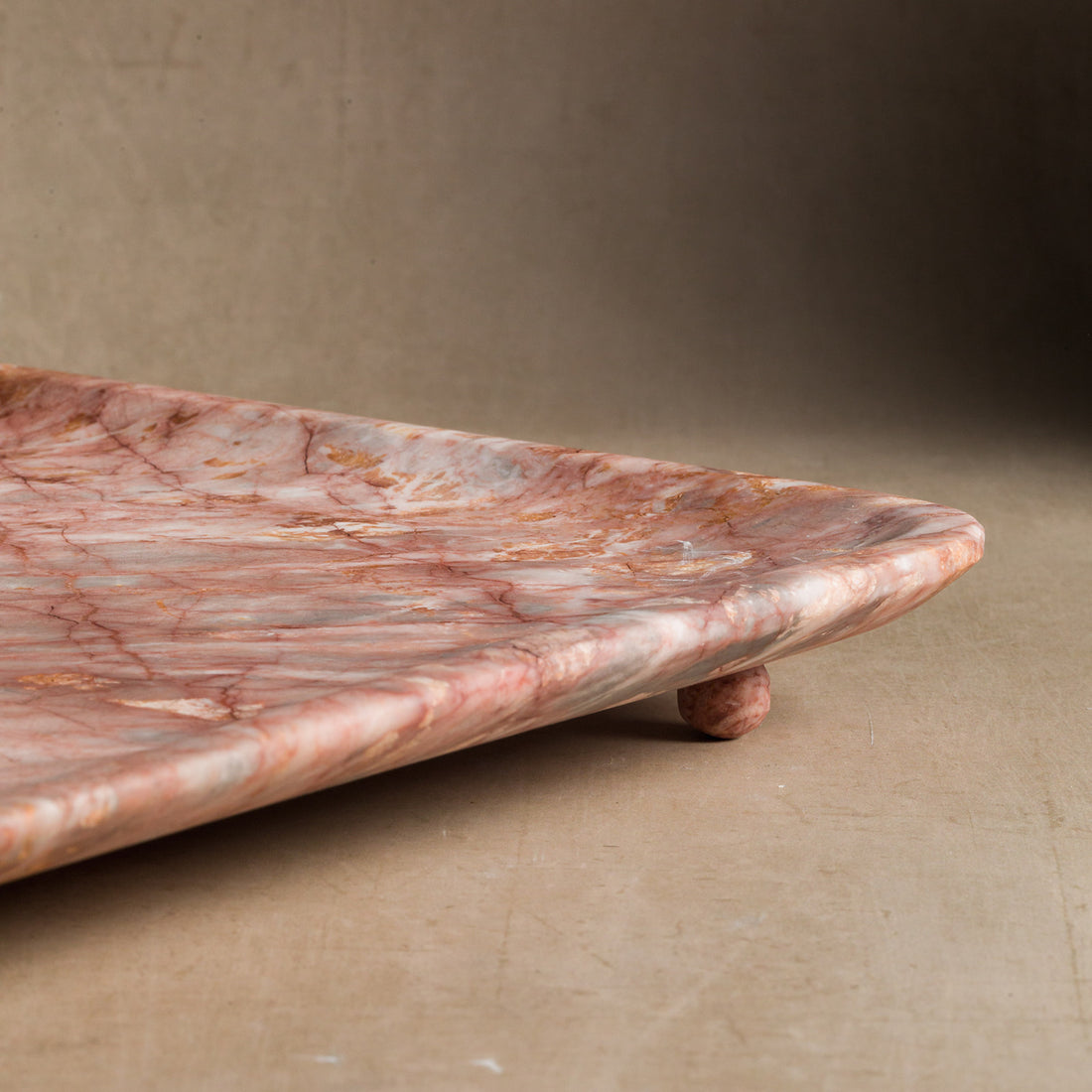 Studio H Collection Livia Square Stone Tray - Rose Marble