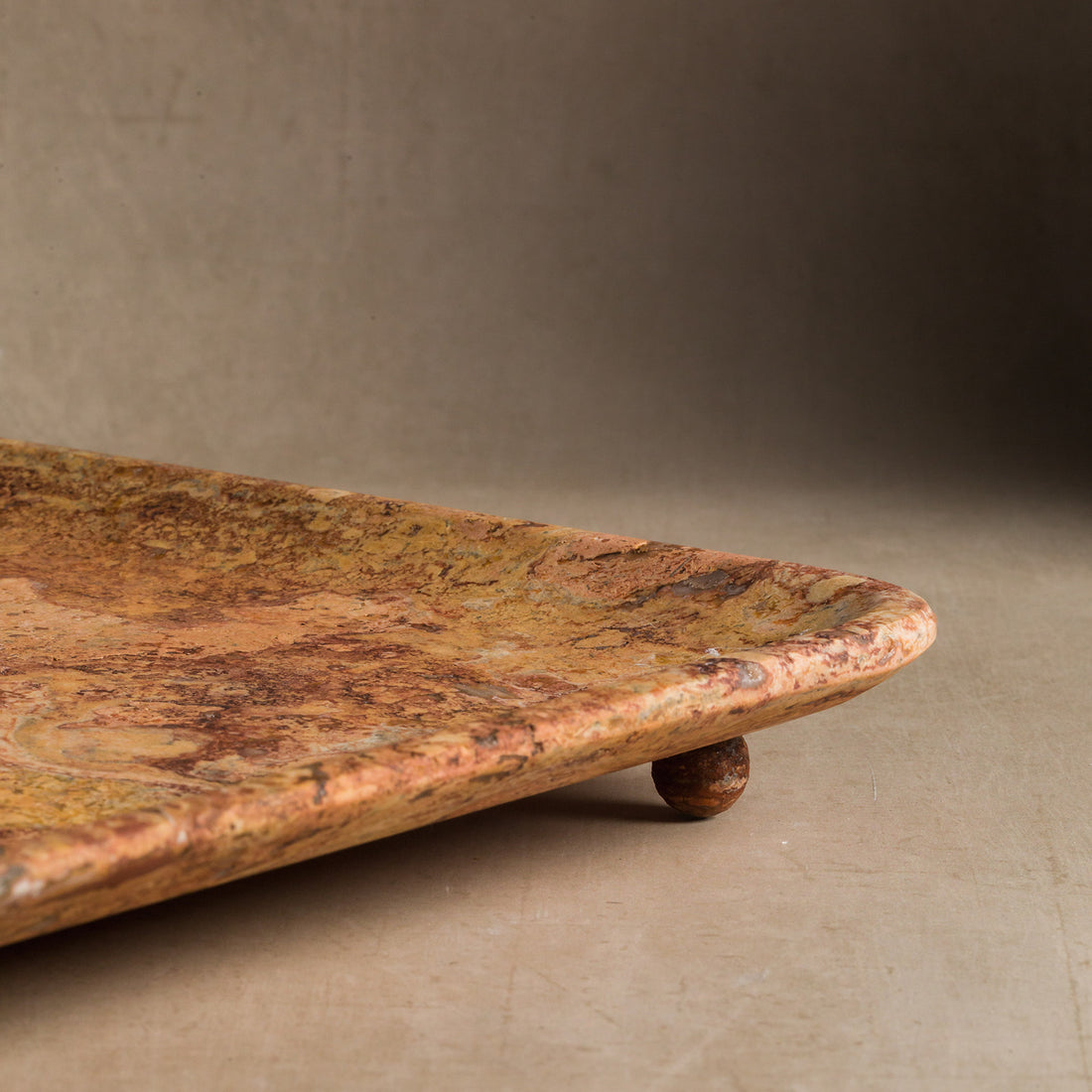 Studio H Collection Livia Square Stone Tray - Rust Travertine