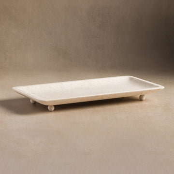 Studio H Collection Lucia Rectangular Stone Tray - Cream Limestone