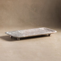 Lucia Rectangular Stone Tray - Grey Marble