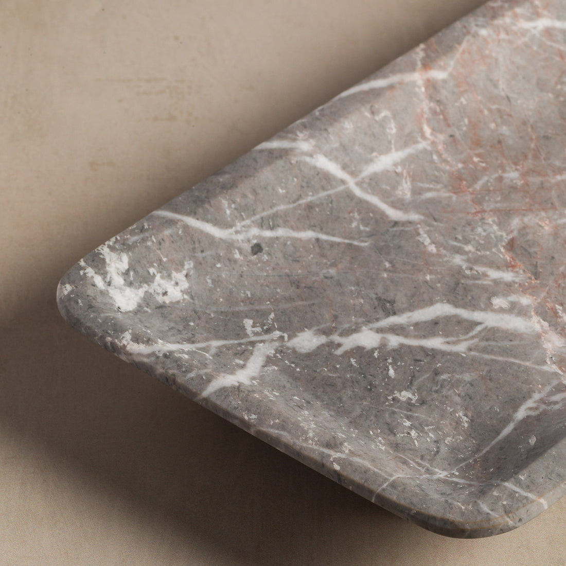 Lucia Rectangular Stone Tray - Grey Marble