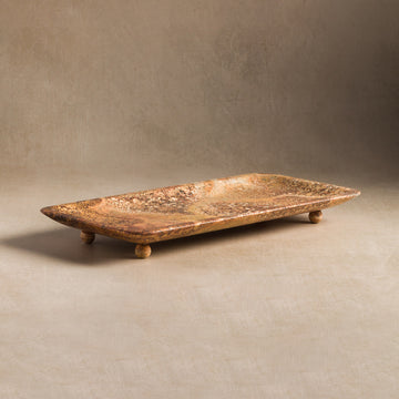 Studio H Collection Lucia Rectangular Stone Tray - Rust Travertine