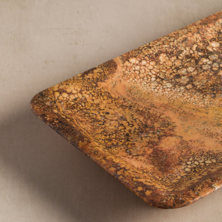 Luxury stone tray for home decor made from rust travertine