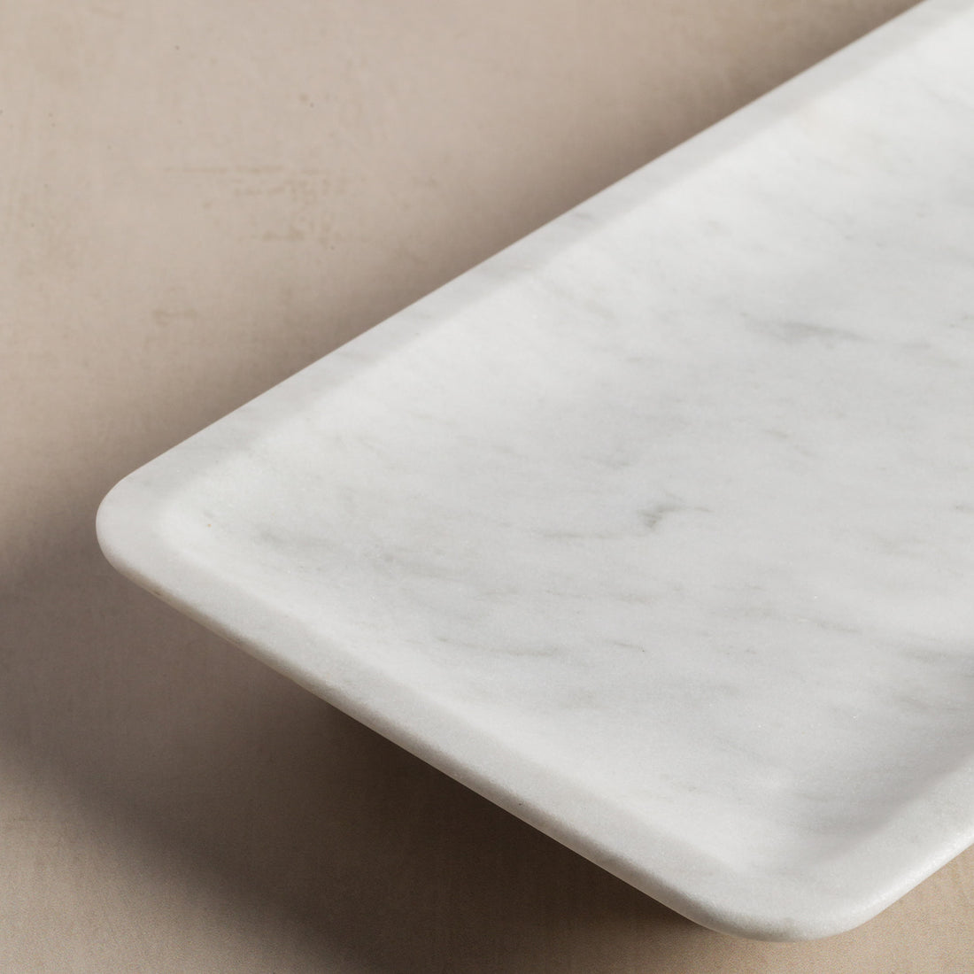 Studio H Collection Lucia Rectangular Stone Tray - White Marble