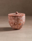 Small container for bathroom or kitchen made from pink marble