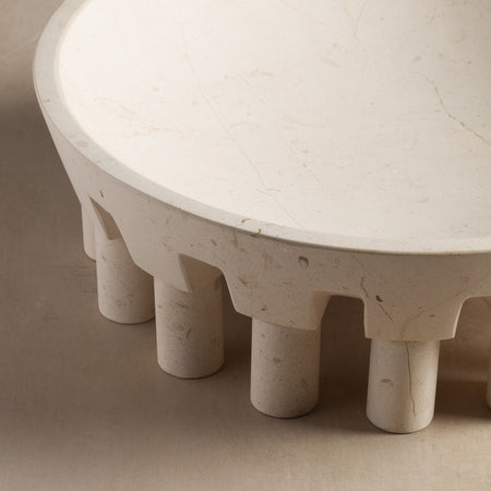 Stone decorative bowl made from cream limestone